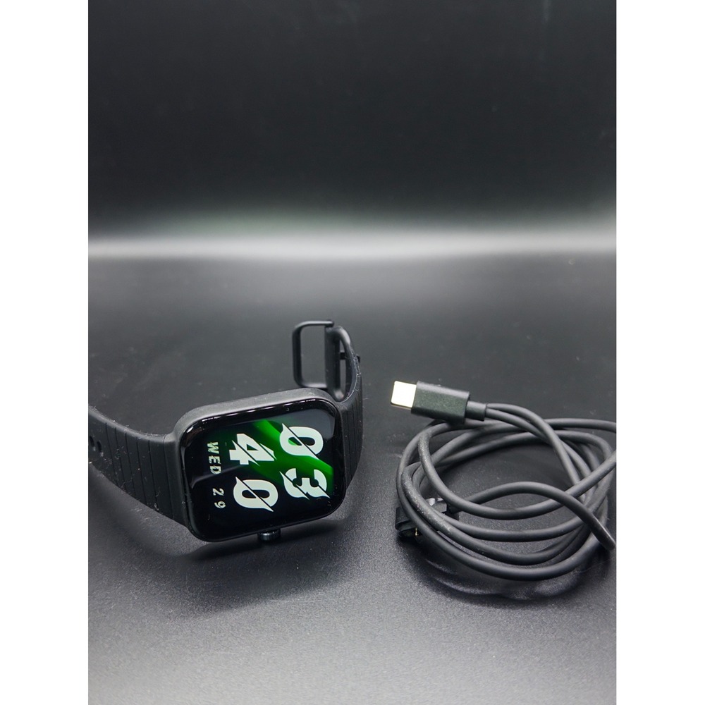 Unbranded Black Smart Fitness Watch with USB-C Charging Cable
